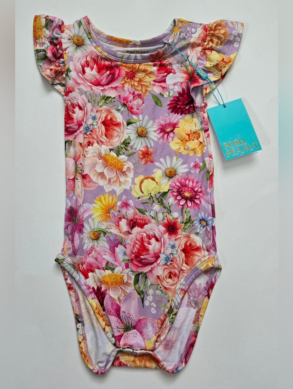NEW Posh Peanut Baby Girl 1-Pc Lilac Floral Bamboo Romper Bodysuit - 2T